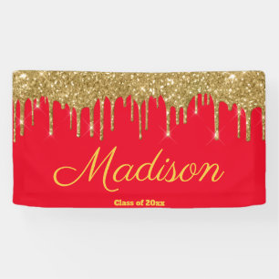 Elegant Red & Gold Graduation Party Class of 2024 Banner