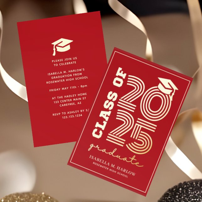 Elegant Red Gold High School Graduation (Creator Uploaded)