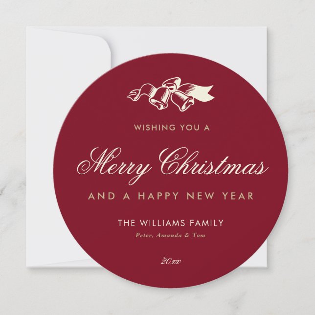 Elegant Red Gold Merry Christmas Holiday Card (Front)