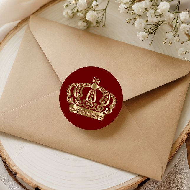 Elegant Red Gold Ornate Crown Envelope Seal (Creator Uploaded)