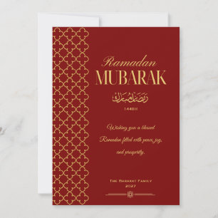 Elegant Red & Gold Ramadan Mubarak Card Personaliz