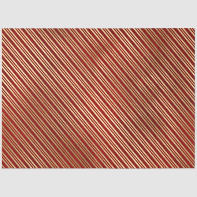 Elegant Red Gold Stripes Christmas Tissue Paper (Front)