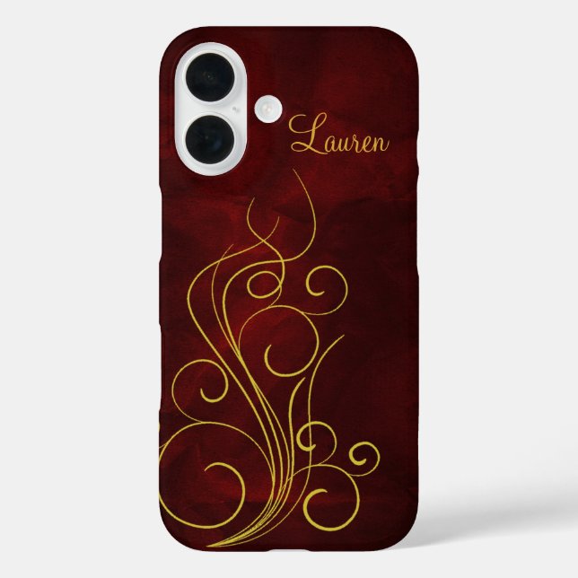 Elegant Red Gold Swirl Case-Mate iPhone Case (Back)