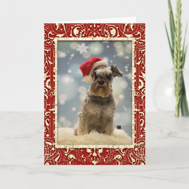Elegant Red Golden Dog Christmas Holiday Card (Front)