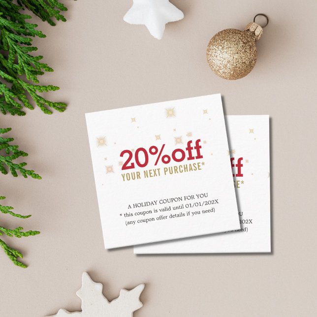 Elegant Red Golden White Stars Holiday Coupon (Creator Uploaded)