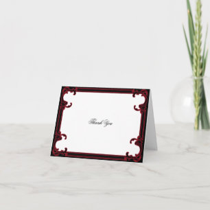 Elegant Red Gothic Frame Wedding Thank You Card