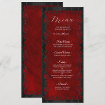 Elegant red Gothic Wedding Menu
