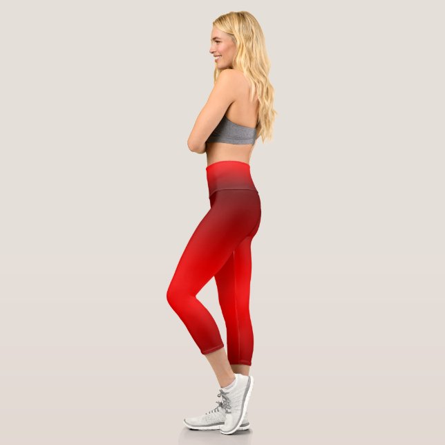 Elegant Red Gradient to Black  Capri Leggings (Left)