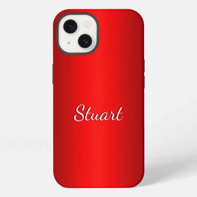 Elegant Red Gradient w Text of Choice iPhone Case (Back)