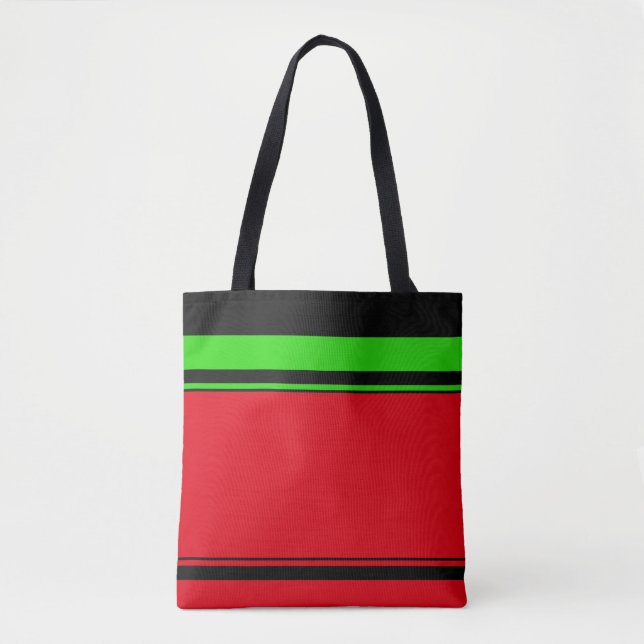 Elegant Red Green Black Stripe Holiday Specific Tote Bag (Front)