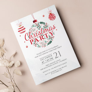 Elegant Red Green Christmas Holiday Party Flyer