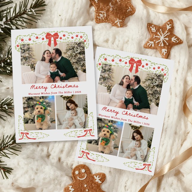 Elegant Red Green Christmas Photo Holiday Card (Creator Uploaded)