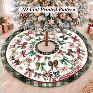 Elegant Red Green Coquette Bows Christmas Brushed Polyester Tree Skirt