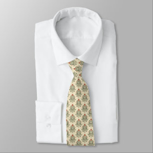 Elegant Red Green Damask Vintage Distressed Tie