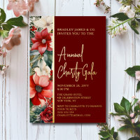Elegant Red Green Floral Charity Event Gala Party