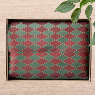 Elegant Red Green Harlequin Luxury Pattern Tissue Paper