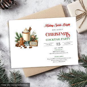 Elegant Red Green Holiday Cocktails Party Invite