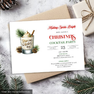 Elegant Red Green Holiday Cocktails Party Invites