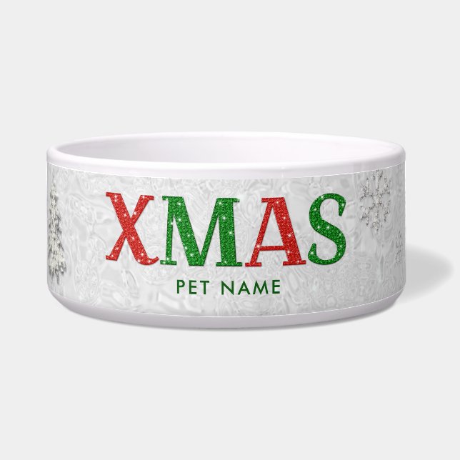 Elegant Red Green Rhinestone Merry White Christmas (Front)