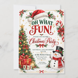 Elegant Red Green Watercolor Christmas Party Invitation