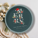 Elegant Red Green White Merry Christmas Foliage Paper Plate<br><div class="desc">If you need any further customisation please feel free to message me on yellowfebstudio@gmail.com.</div>