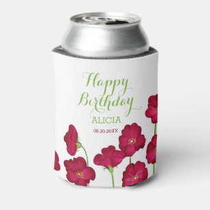 Elegant Red Growing Wildflower Birthday Party Can Cooler