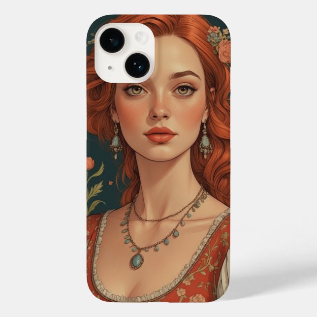 Elegant Red-Haired Princess iPhone Case  (Back)
