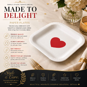 Elegant Red Heart 7" Sqr Personalised Paper Plate