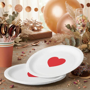 Elegant Red Heart 9 Inch Personalised Paper Plate