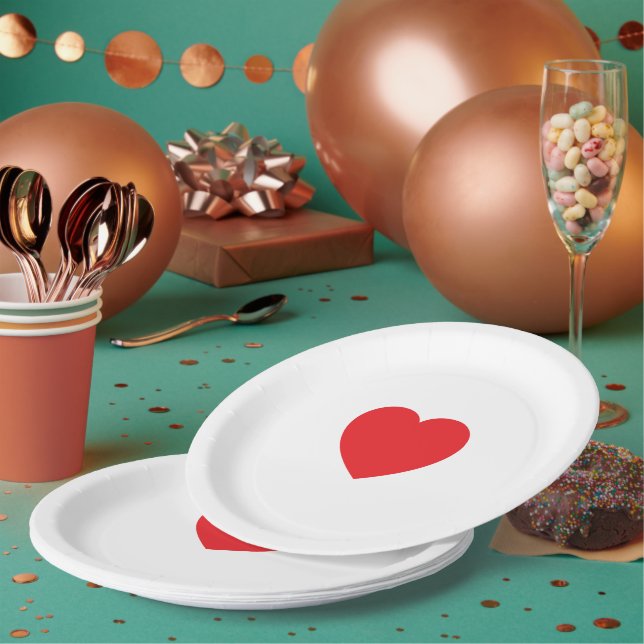 Elegant Red Heart 9 Inch Personalised Paper Plate (Multi)