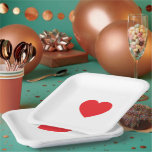 Elegant Red Heart 9" Sqr Personalised Paper Plate<br><div class="desc">Celebrate love with this elegant 9" square personalised paper plate featuring a charming red heart design. Ideal for weddings,  anniversaries,  and romantic events,  it blends style with convenience. Customise with names or a special message to add a personal touch. Durable,  disposable,  and perfect for memorable gatherings.</div>