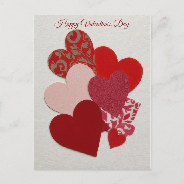Elegant Red Heart Collage Valentine’s Day Card  (Front)