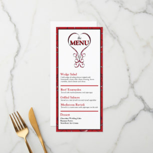Elegant Red Heart Flat Menu