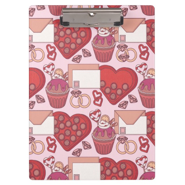 Elegant Red Heart Love Theme Valentine’s Day Gift Clipboard (Front)