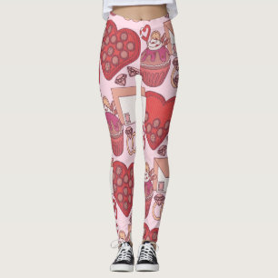 Elegant Red Heart Love Theme Valentine’s Day Gift Leggings