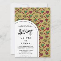 Elegant red heart pattern Modern Wedding