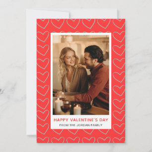 Elegant Red Hearts Happy Valentine's Day 1 Photo Holiday Card