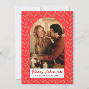 Elegant Red Hearts Happy Valentine's Day 1 Photo Holiday Card