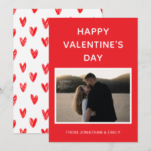 Elegant Red Hearts Happy Valentine's Day 1 Photo Holiday Card