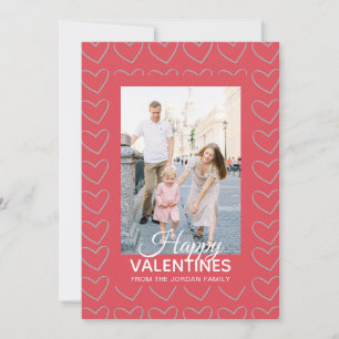 Elegant Red Hearts Happy Valentine's Day 1 Photo Holiday Card
