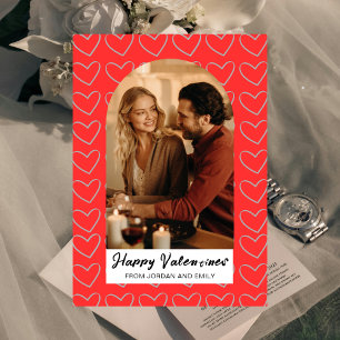 Elegant Red Hearts Happy Valentine's Day 1 Photo Holiday Card