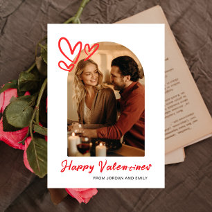 Elegant Red Hearts Happy Valentine's Day 1 Photo Holiday Card
