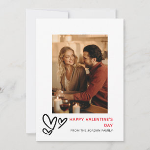 Elegant Red Hearts Happy Valentine's Day 1 Photo Holiday Card