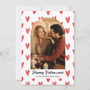 Elegant Red Hearts Happy Valentine's Day 1 Photo Holiday Card
