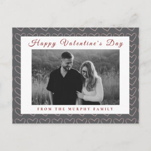 Elegant Red Hearts Happy Valentine's Day 1 Photo Holiday Postcard
