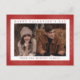 Elegant Red Hearts Happy Valentine's Day 1 Photo Holiday Postcard