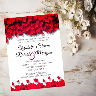 Elegant Red Hearts  Invitation