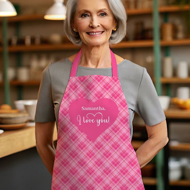 Elegant Red Hearts Personalized Love Gift Valentin Apron (Elegant Red Hearts Personalized Love Gift Valentine Apron)