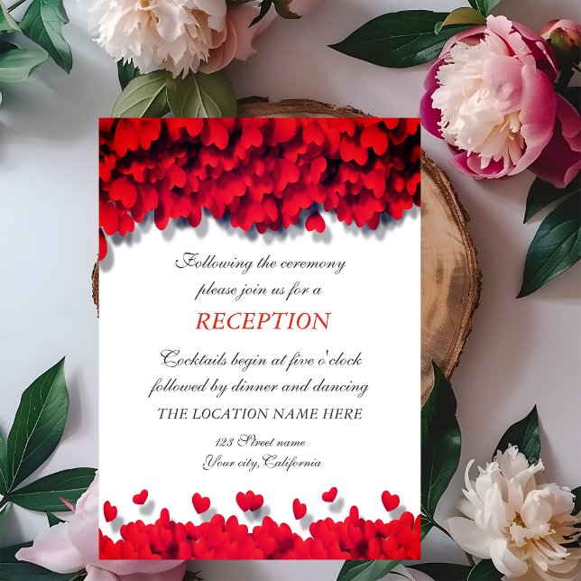 Elegant Red Hearts  Reception   Invitation (Creator Uploaded)