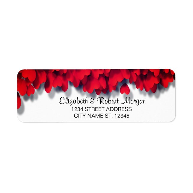Elegant Red Hearts  Return Address Label (Front)